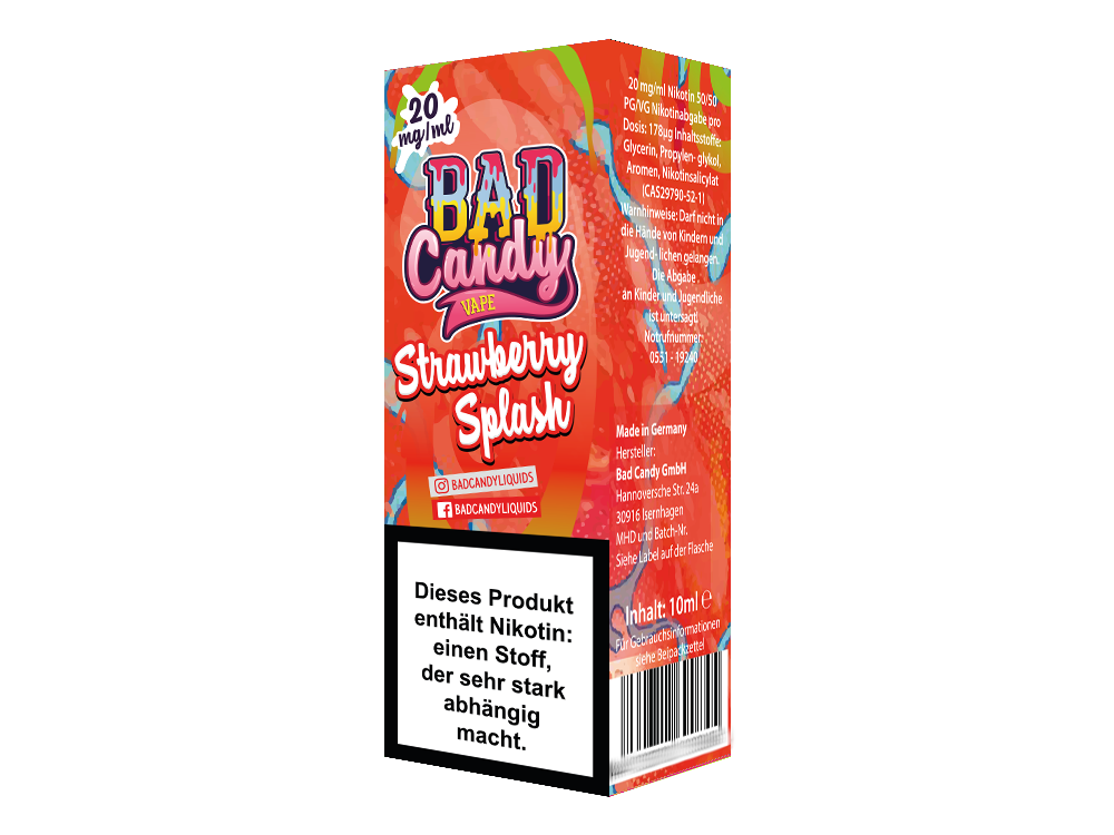 Bad Candy Liquids - Strawberry Splash - Nikotinsalz Liquid 10 mg/ml
