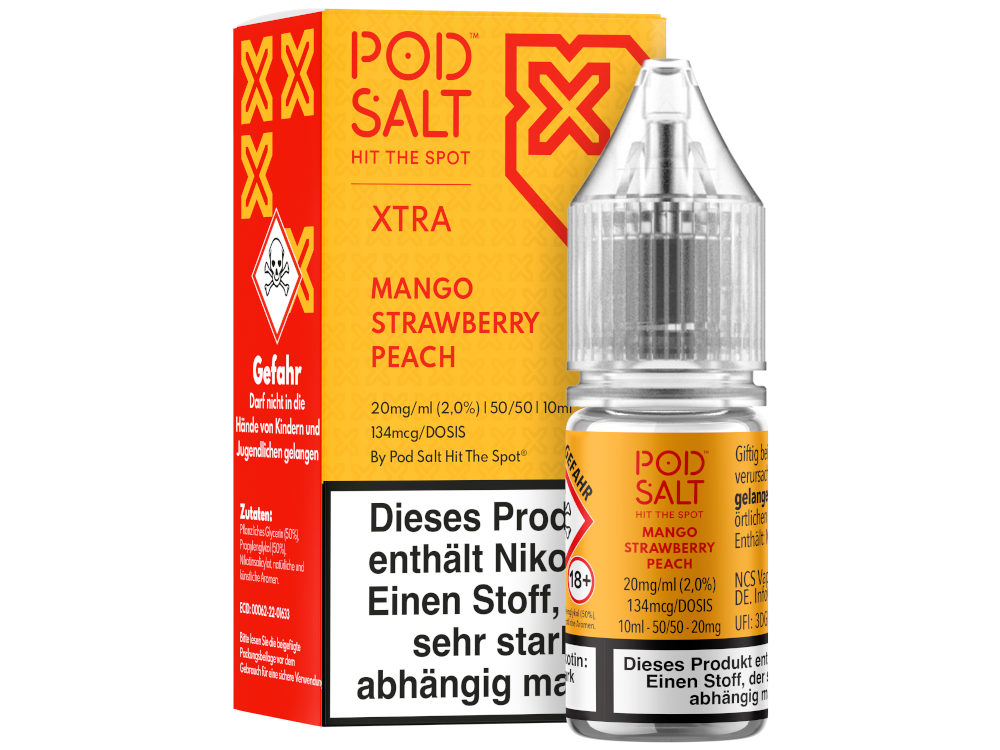 Pod Salt X - Nikotinsalz Liquid  - Mango Strawberry Peach
